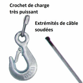 Câble acier 5,1 mm Ø avec crochet – 12 m Câble acier 5,1 mm Ø avec crochet – 12 m
