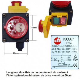 Moteur électrique triphasé 400 V CROSSFER – 5,2 kW avec interrupteur et protection intégrée