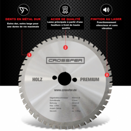 Lame carbure anti-clous HM SB-NF160 – 160 mm, 24 dents