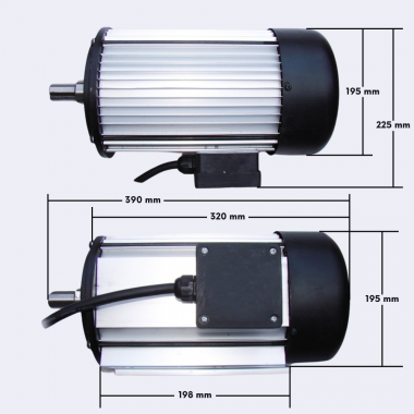 Moteur électrique triphasé CROSSFER 400 V – 5,2 kW avec interrupteur et kit flasque lame
