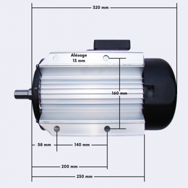 Moteur électrique triphasé CROSSFER 400 V – 5,2 kW avec interrupteur et kit flasque lame 2
