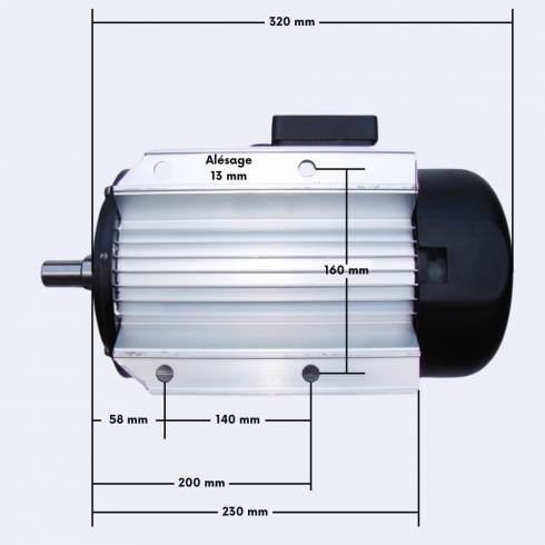 Moteur électrique triphasé CROSSFER 400 V – 5,2 kW avec interrupteur et kit flasque lame