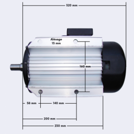 Moteur électrique triphasé CROSSFER 400 V – 5,2 kW avec interrupteur et kit flasque lame