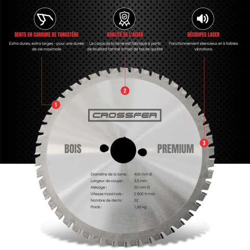 Lame Scie Carbure, 600mm, 36 Dents