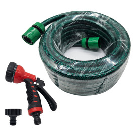 Set tuyau d’arrosage avec pistolet multifonctions et adaptateur