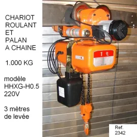 Chariot roulant combiné palan à chaine 1.000 KG HHDD-H1.0-220V