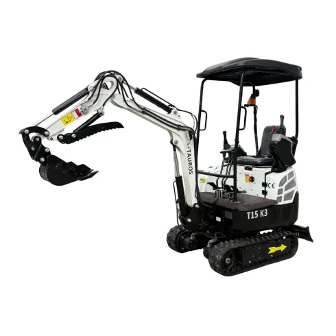 Mini-pelle Tauros T15 K3 – 1 500 kg – Kubota 10,2 kW – chenilles ajustables